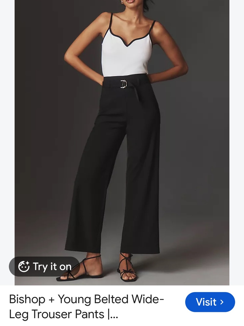 Anthropologie Bishop+Young High-Waist Wide Leg Belted Pants - Black